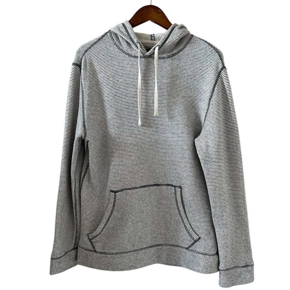 Rails Men's Smith Hooded Pullover Sweatshirt In Cream & Navy Stripe Size S